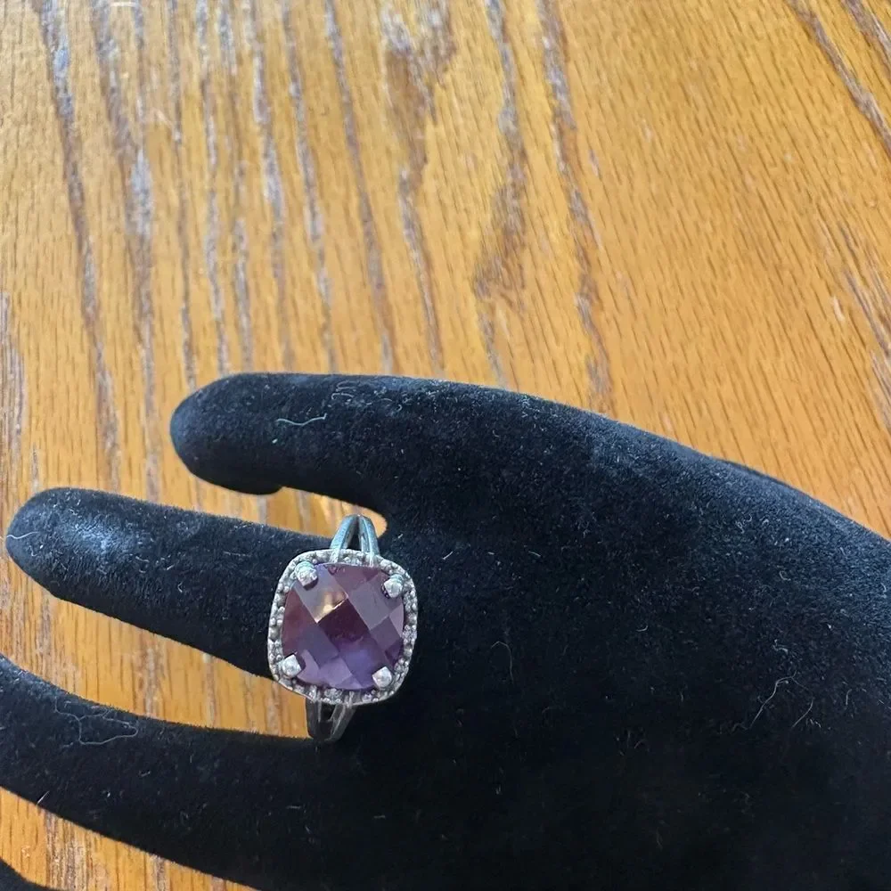 Sterling Silver Lab Created Alexandrite Halo Ring - Elegant Women's Jewelry
